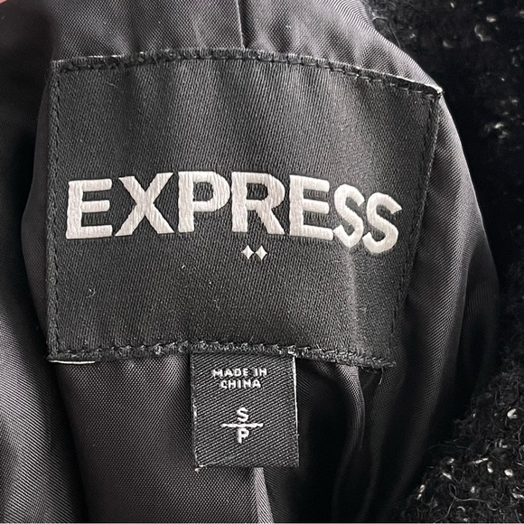 Express Wool Blend Double Breasted Coat Women’s Size S Black White Fall Winter - Picture 7 of 8